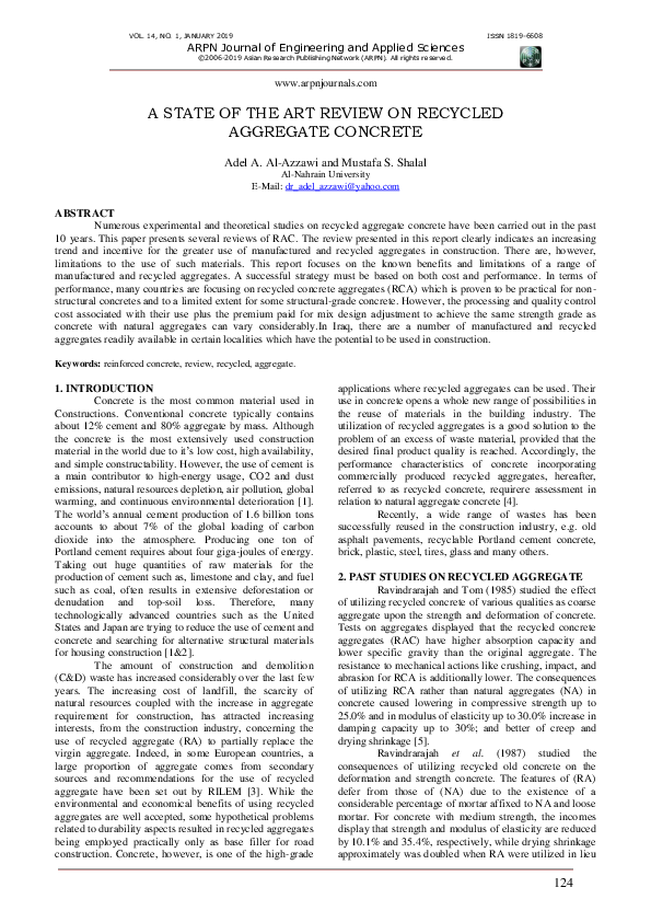 (PDF) A State of the Art Review on Recycled Aggregate Concrete