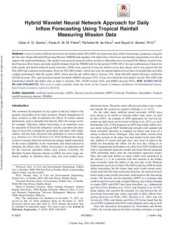 (PDF) Hybrid Wavelet Neural Network Approach for Daily Inflow ...
