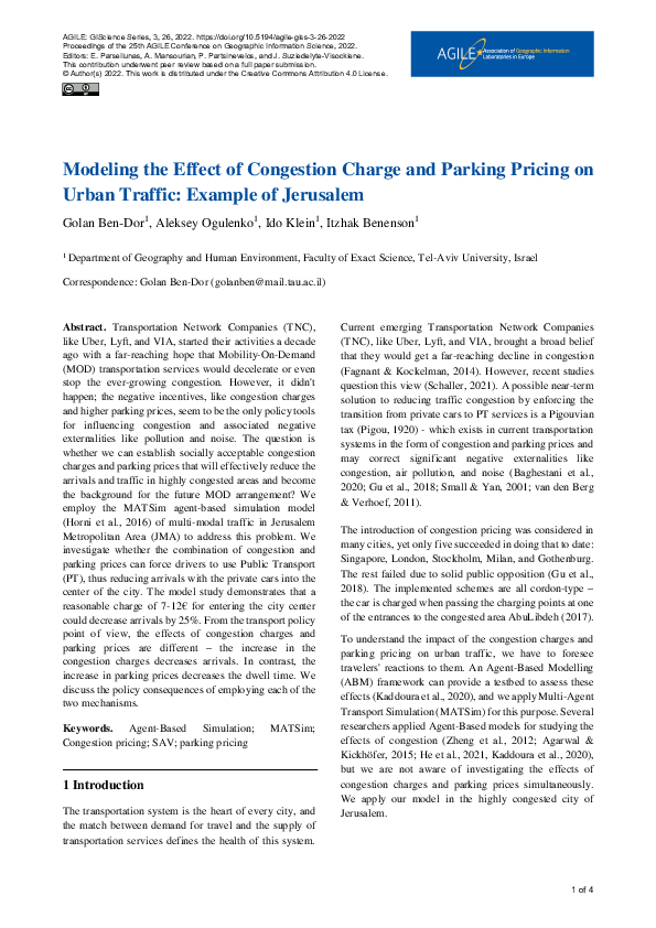 (PDF) Modeling the Effect of Congestion Charge and Parking Pricing on ...