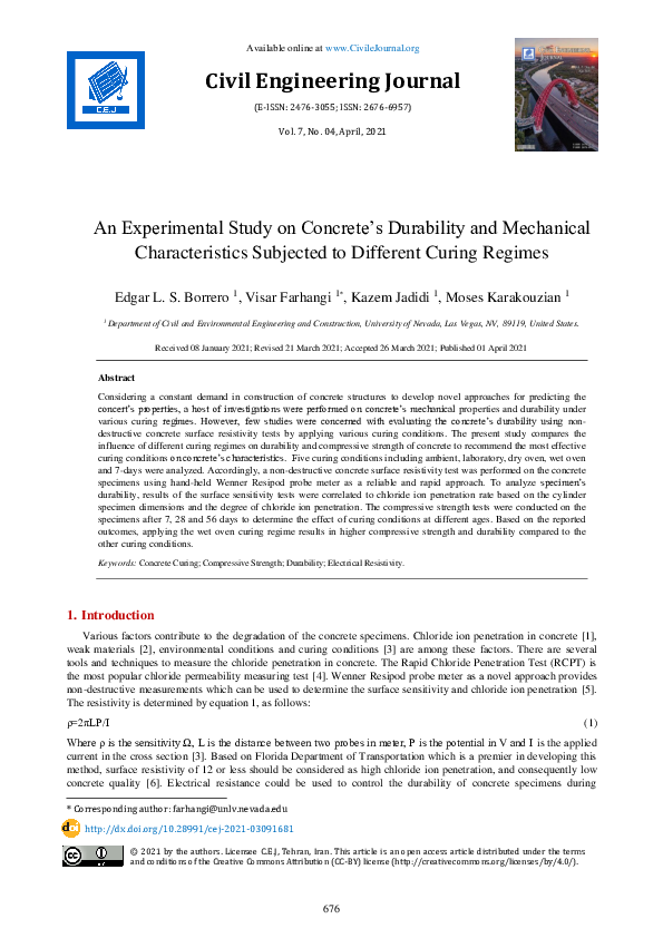 (PDF) An Experimental Study on Concrete’s Durability and Mechanical ...