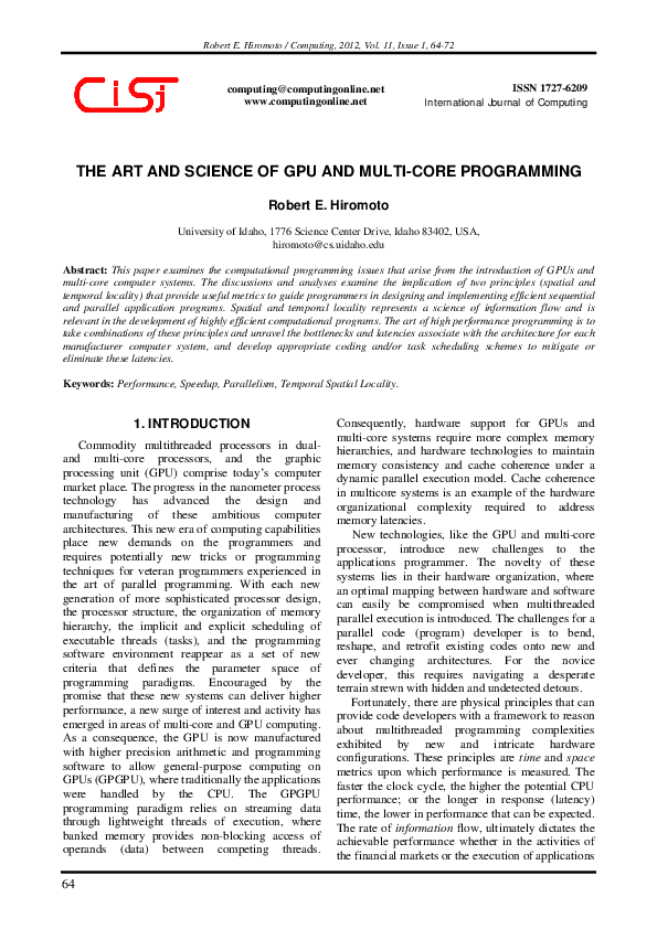 (PDF) The Art and Science of Gpu and Multi-Core Programming