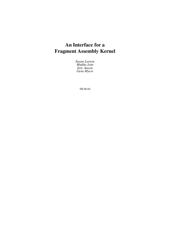 (PDF) An Interface for a Fragment Assembly Kernel