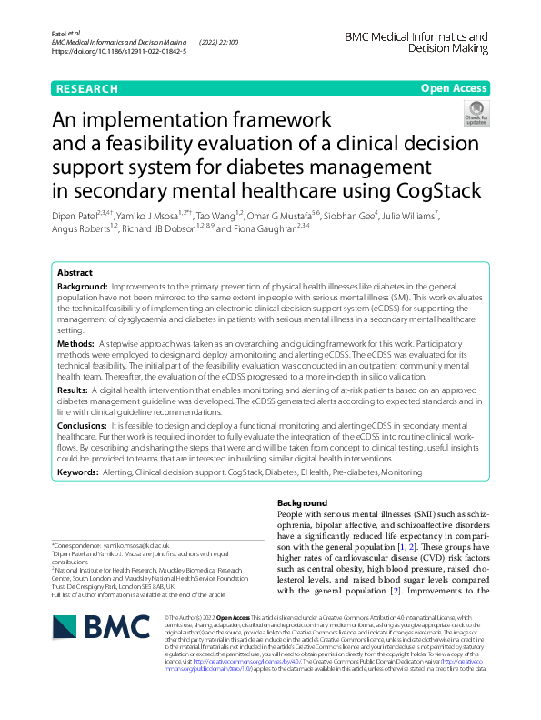 (PDF) An implementation framework and a feasibility evaluation of a ...