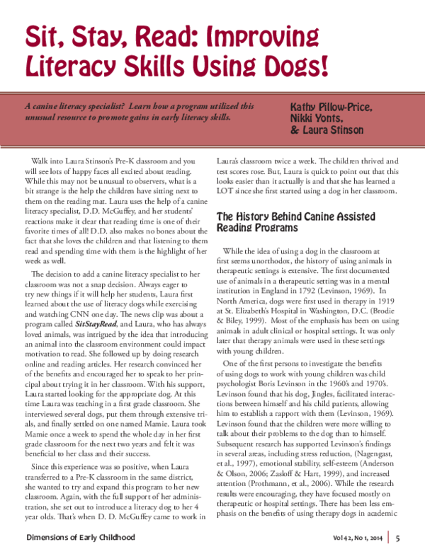 (PDF) Sit, Stay, Read: Improving Literacy Skills Using Dogs!
