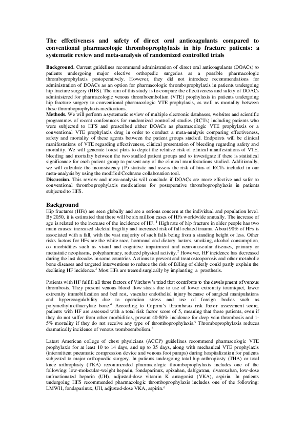 (PDF) The effectiveness and safety of direct oral anticoagulants ...