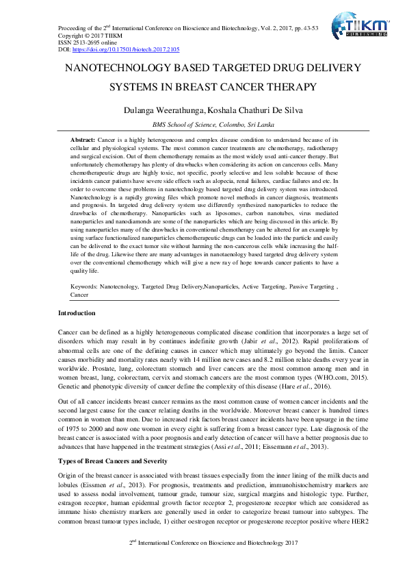(PDF) Nanotechnology Based Targeted Drug Delivery Systems in Breast ...