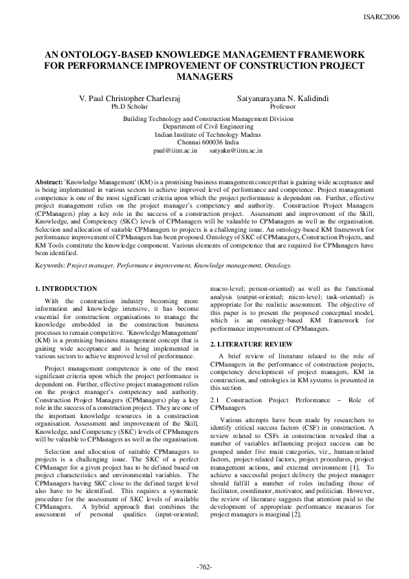 (PDF) An Ontology-Based Knowledge Management Framework for Performance ...