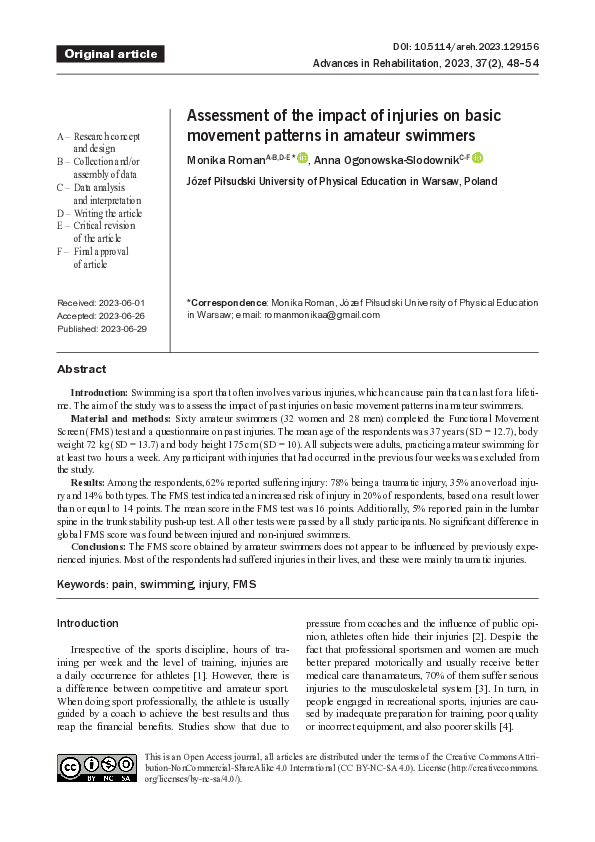  pdf assessment of the impact of injuries on basic movement patterns