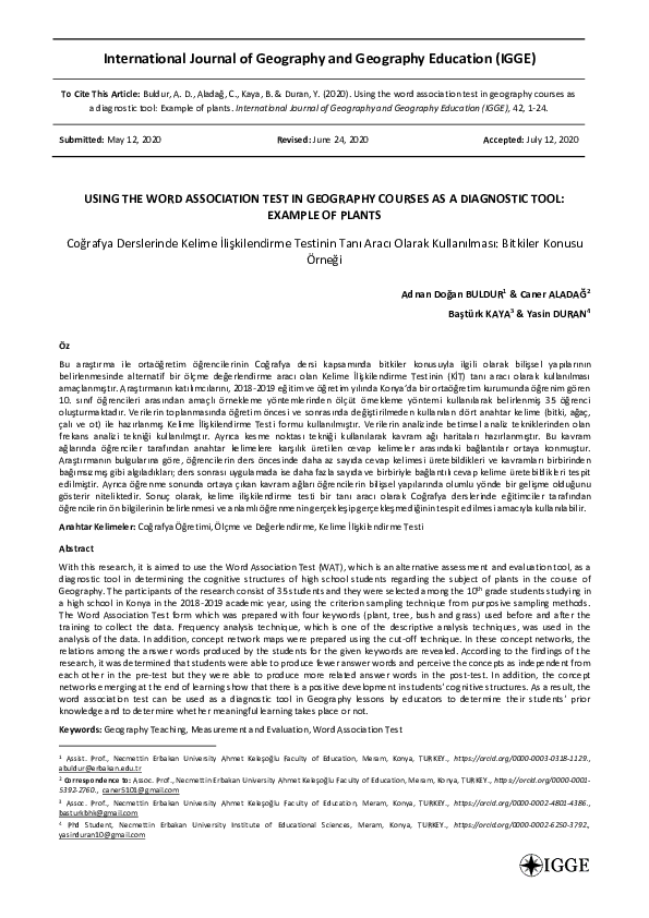 (PDF) Using the Word Association Test in Geography Courses as a ...