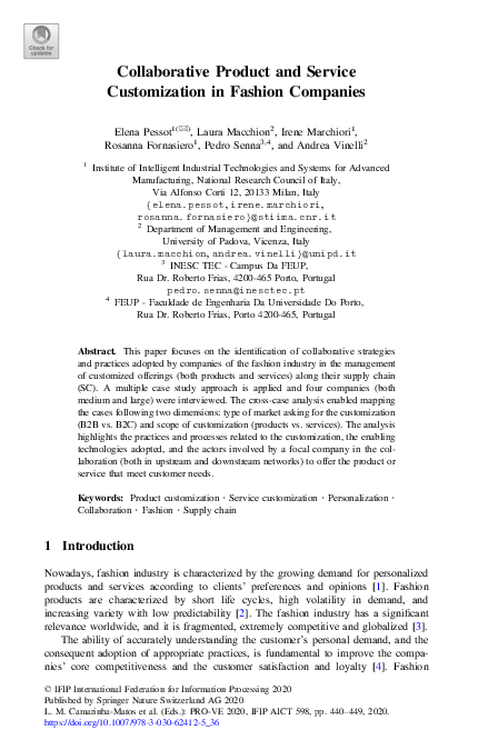 (PDF) Collaborative Product and Service Customization in Fashion Companies
