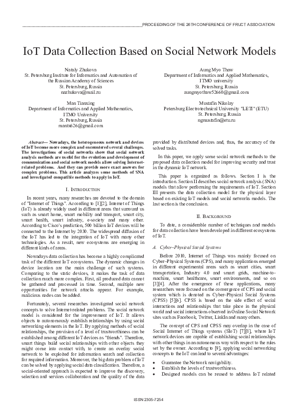  pdf iot data collection based on social network models
