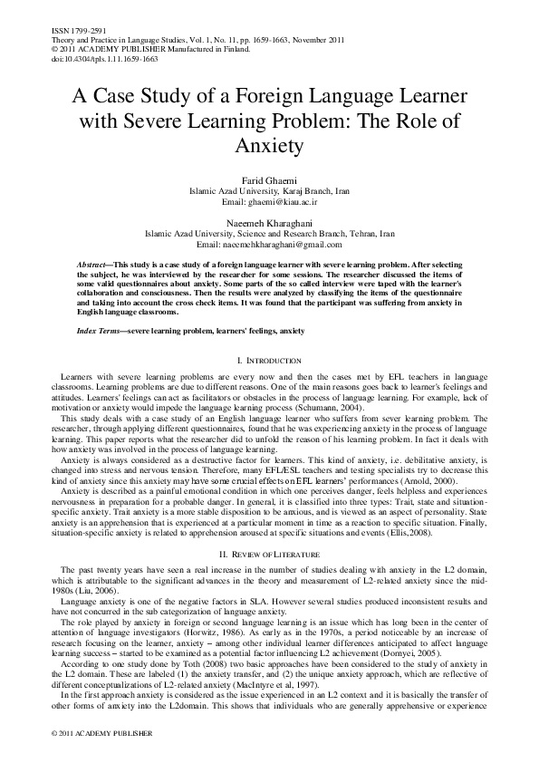 (PDF) A Case Study of a Foreign Language Learner with Severe Learning ...