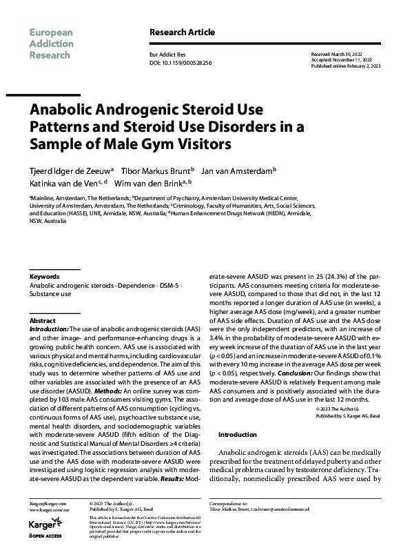 (PDF) Anabolic Androgenic Steroid Use Patterns and Steroid Use ...
