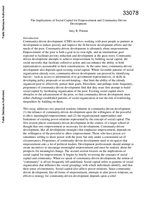 (PDF) The implications of social capital for empowerment and community ...