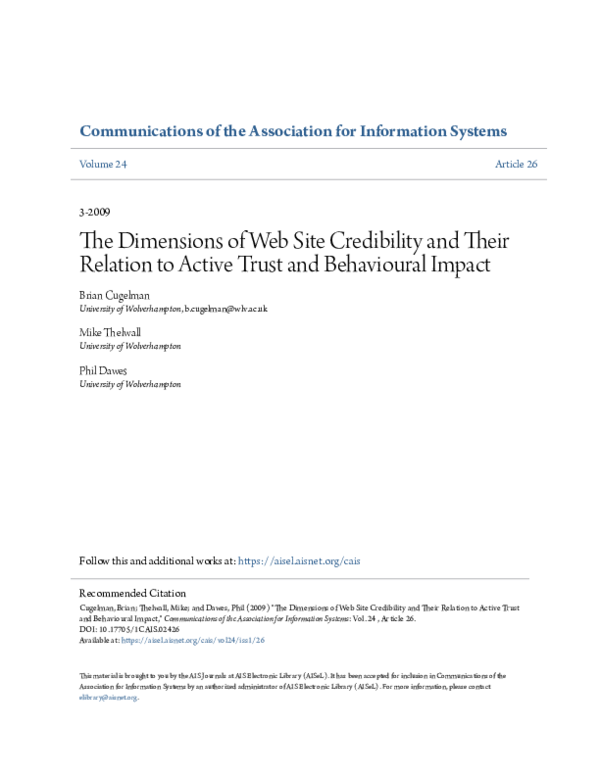 (PDF) The Dimensions of Web Site Credibility and Their Relation to ...