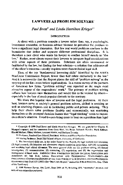 (PDF) Lawyers as Problems Solvers