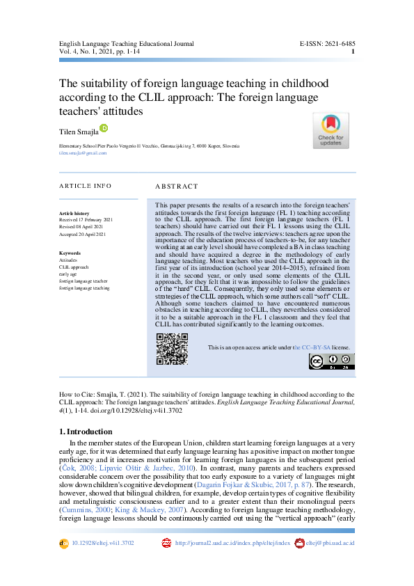 (PDF) The suitability of foreign language teaching in childhood ...