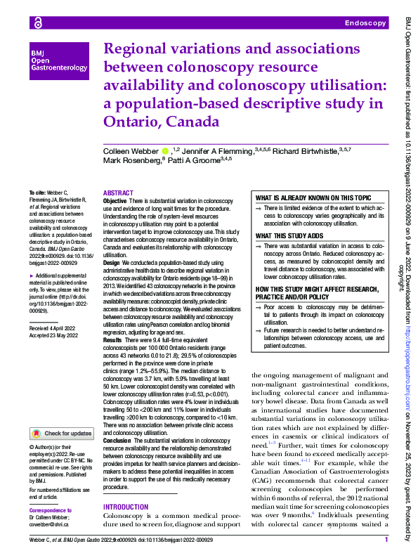 (PDF) Regional variations and associations between colonoscopy resource ...