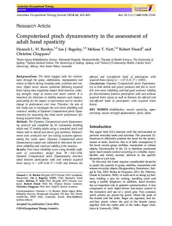 (PDF) Computerised pinch dynamometry in the assessment of adult hand ...