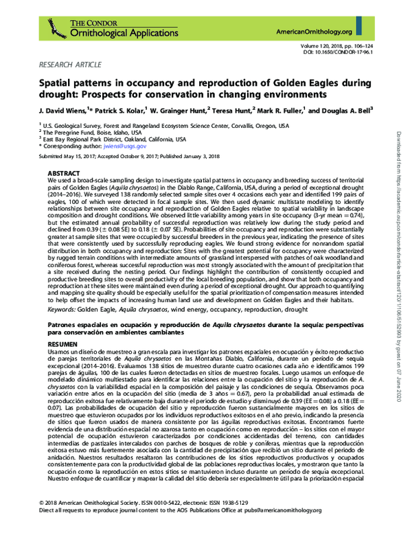 (PDF) Spatial patterns in occupancy and reproduction of Golden Eagles ...