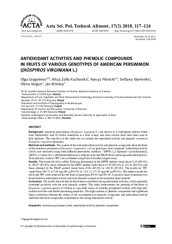 (PDF) Antioxidant activities and phenolic compounds in fruits of ...