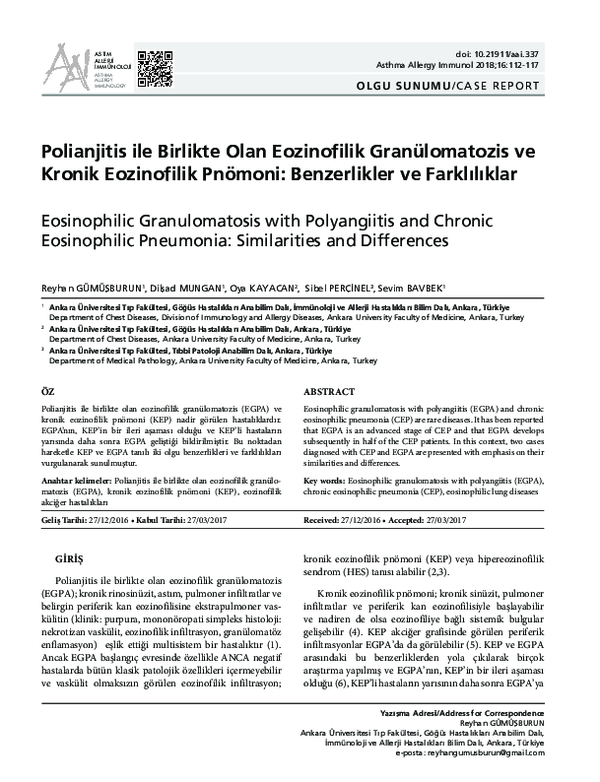 (PDF) Eosinophilic Granulomatosis with Polyangiitis and Chronic ...