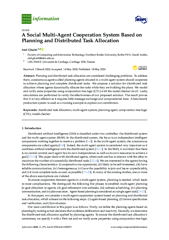 (PDF) A Social Multi-Agent Cooperation System Based on Planning and ...