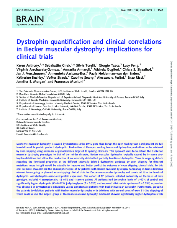 (PDF) Dystrophin quantification and clinical correlations in Becker ...