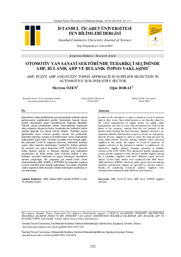 (PDF) Ahp, Fuzzy Ahp and Fuzzy Topsis Approach in Supplier Selection in ...