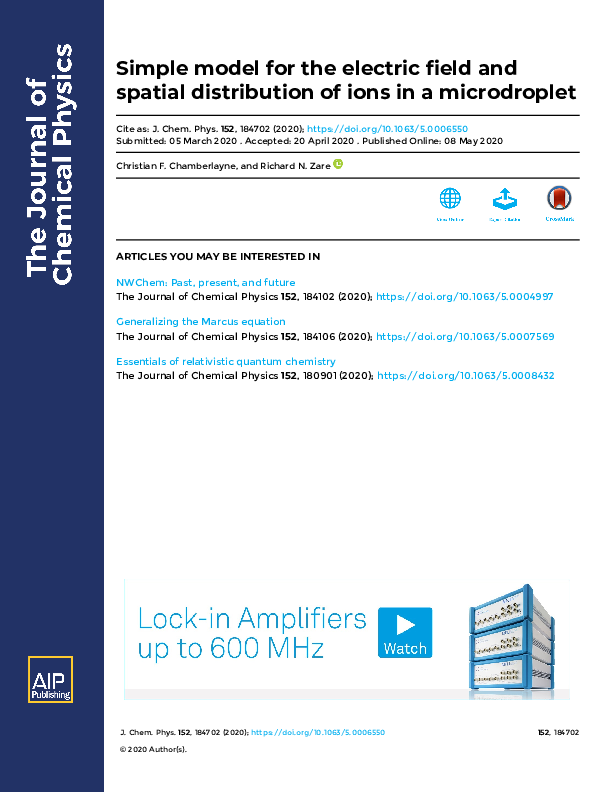 (PDF) Simple model for the electric field and spatial distribution of ...