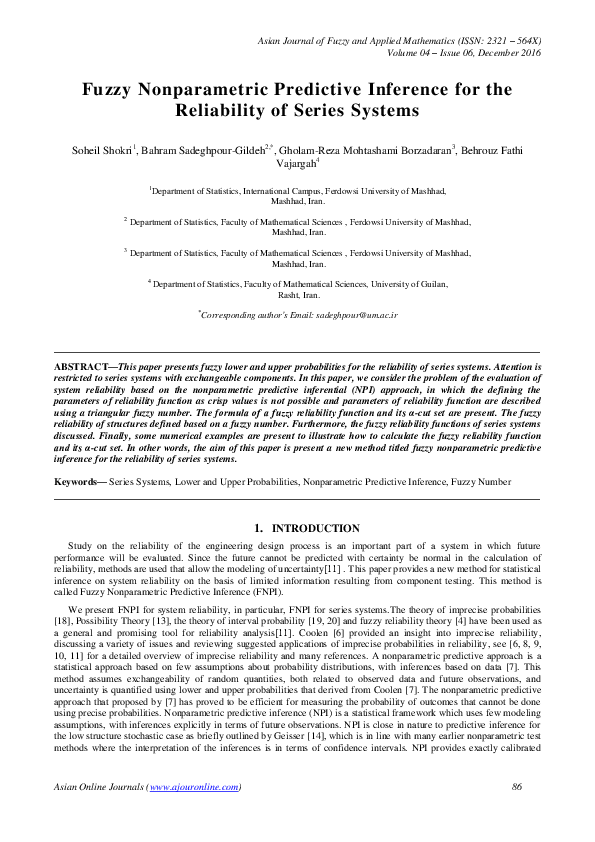 (PDF) Fuzzy Nonparametric Predictive Inference for the Reliability of ...