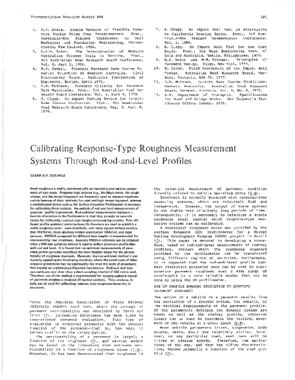 (PDF) Calibrating Response-Type Roughness Measurement Systems Through ...