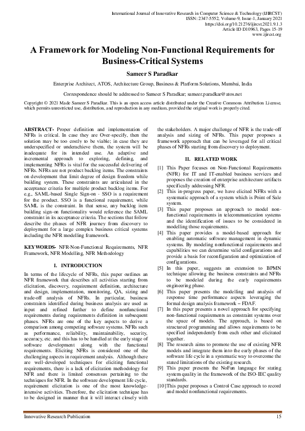 (PDF) A Framework for Modeling Non-Functional Requirements for Business ...