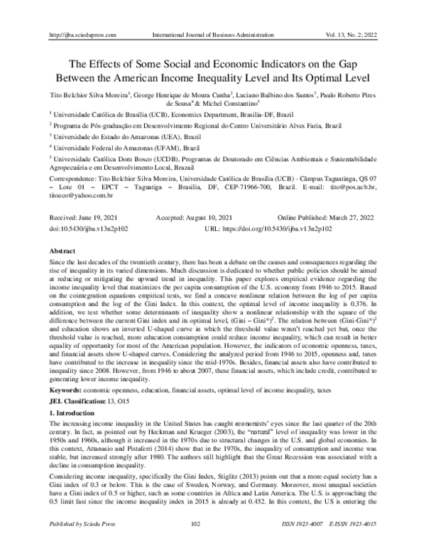 (PDF) The Effects of Some Social and Economic Indicators on the Gap ...