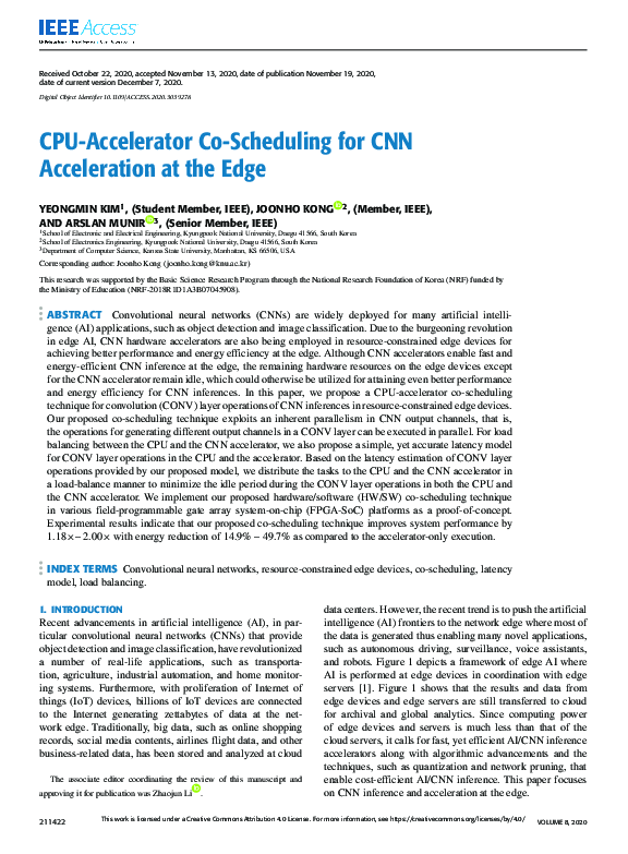(PDF) CPU-Accelerator Co-Scheduling for CNN Acceleration at the Edge