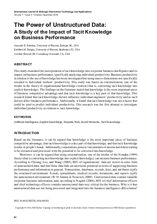 (PDF) The Power of Unstructured Data