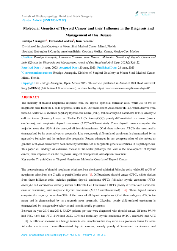 (PDF) Molecular Genetics of Thyroid Cancer and their Influence in the ...
