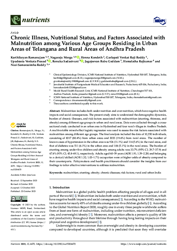 (PDF) Chronic Illness, Nutritional Status, and Factors Associated with ...