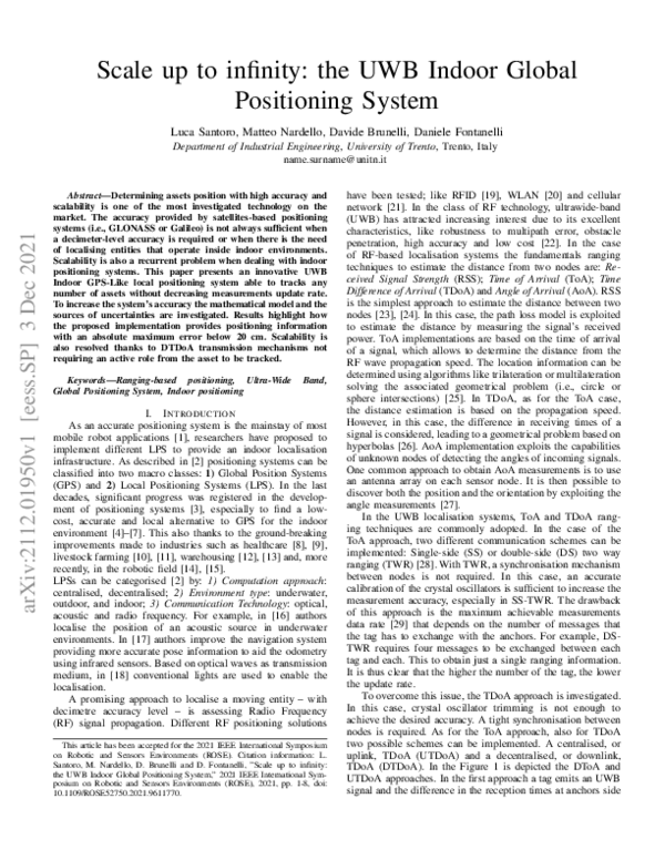 (PDF) Scale up to infinity: the UWB Indoor Global Positioning System