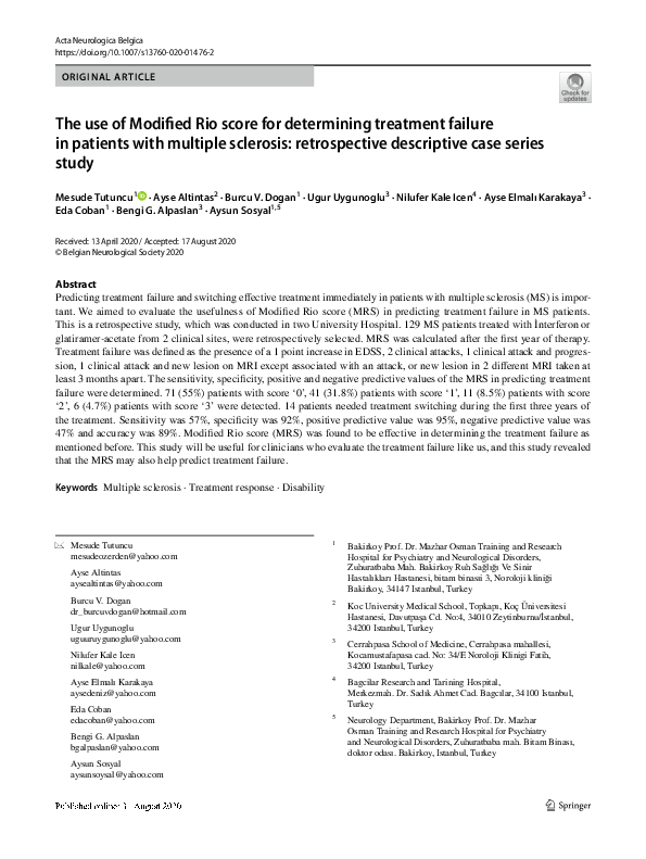 (PDF) The use of Modified Rio score for determining treatment failure ...
