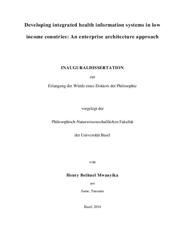 (PDF) Developing integrated health information systems in low income ...