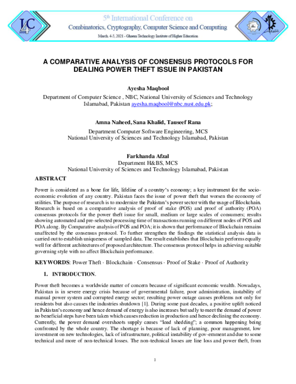 (PDF) A comparative analysis of consensus protocols for dealing power ...