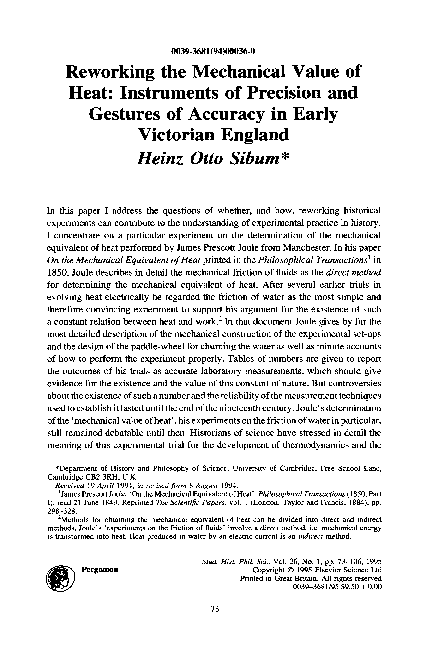 (PDF) Reworking the mechanical value of heat: Instruments of precision ...