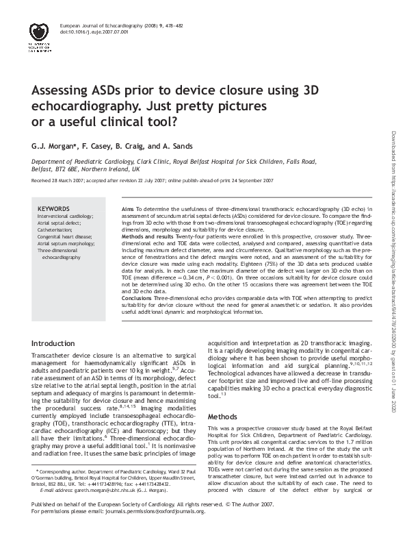 (PDF) Assessing ASDs prior to device closure using 3D echocardiography ...