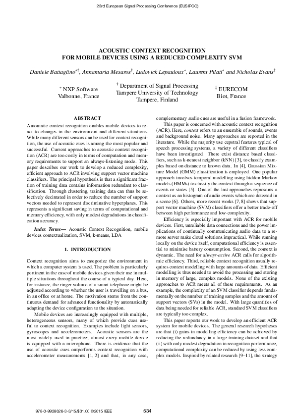 (PDF) Acoustic context recognition on mobile devices using a reduced ...