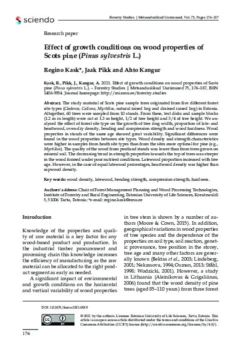 (PDF) Effect of growth conditions on wood properties of Scots pine ...