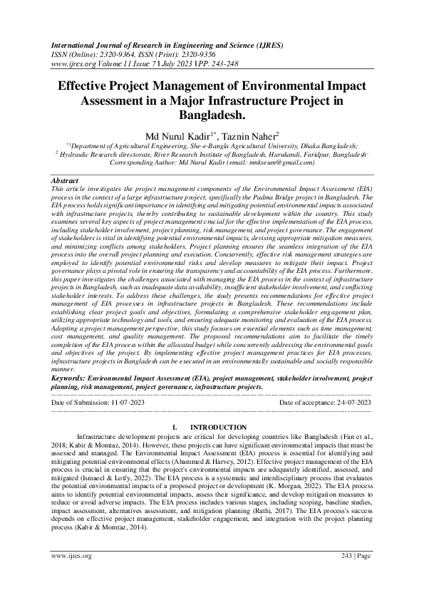 (PDF) Effective Project Management of Environmental Impact Assessment ...
