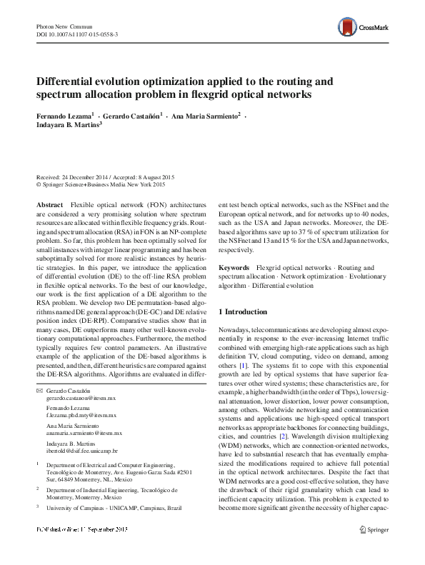 (PDF) Differential evolution optimization applied to the routing and ...