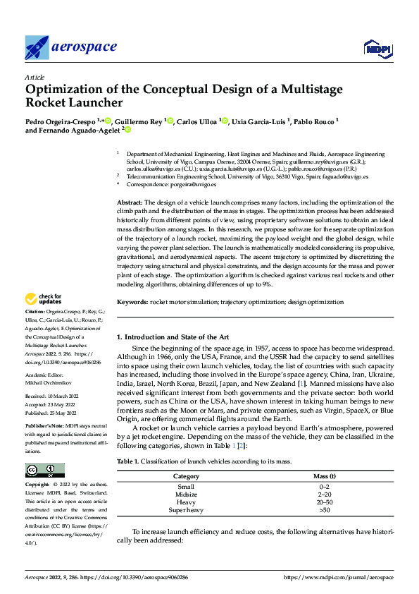 (PDF) Optimization of the Conceptual Design of a Multistage Rocket Launcher