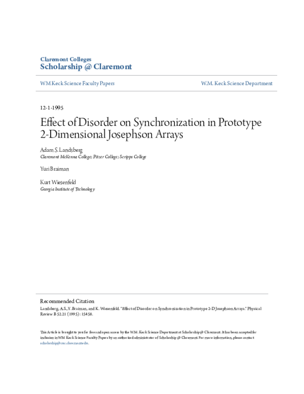 (PDF) Effect of disorder on synchronization in prototype two ...